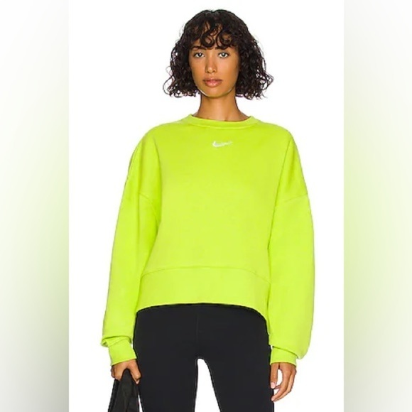 NIKE Lime Green Middle Swoosh Crewneck L - Picture 3 of 6